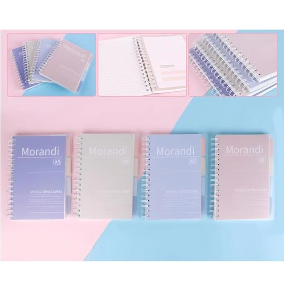 SPIRÁLFÜZET WEIBO WB-95567-3 MORANDI SZÍNREGISZTERES 110LAPOS A/5